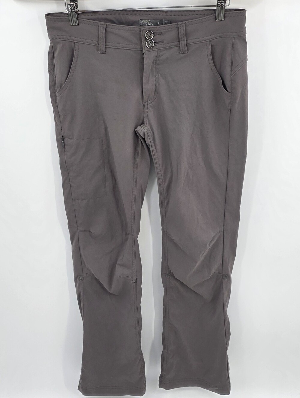 Prana Halle Pants Women 8 Gray Outdoor Hiking Stretch Nylon Straight Leg
